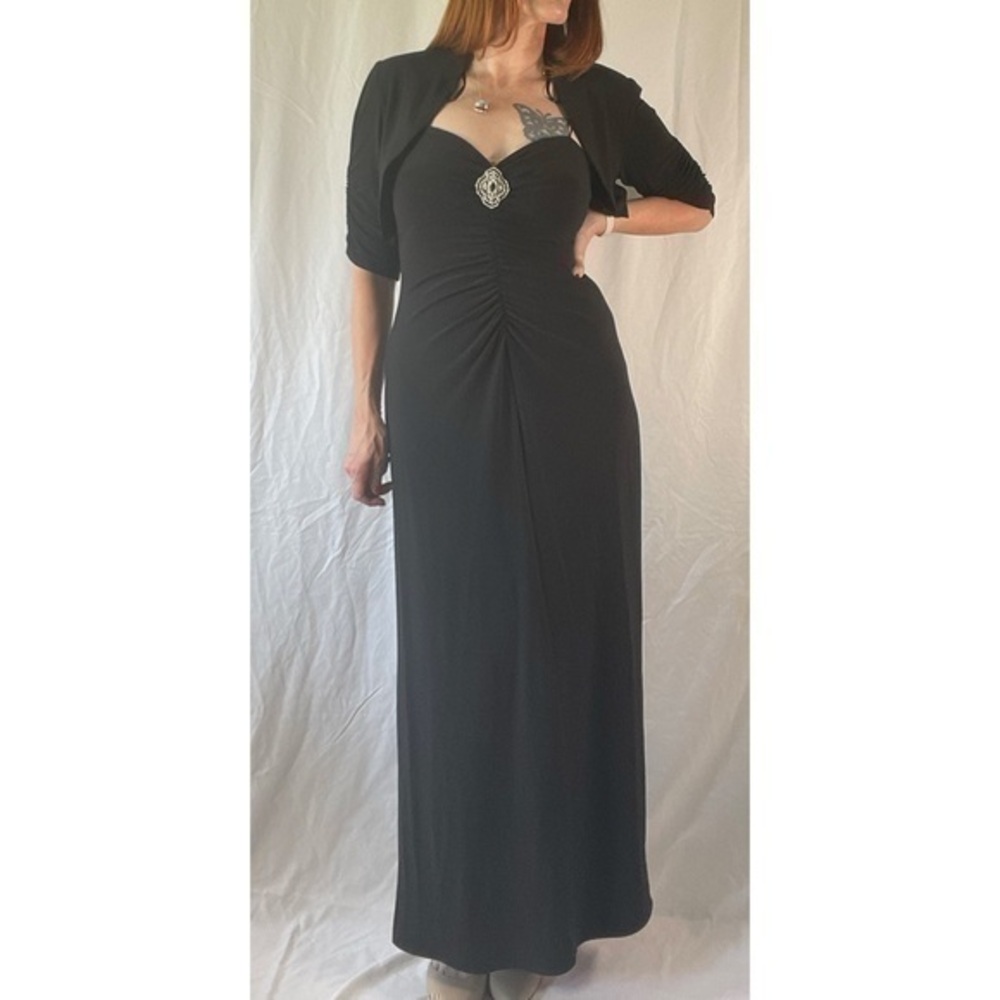 70’s Vintage ‘Alex Evening’ Black Disco Hostess Maxi Dress Set